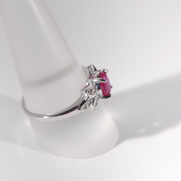 Niassa Ruby 1.1 Carats and White Zircon Ring Size 9 - Picture 4 of 10